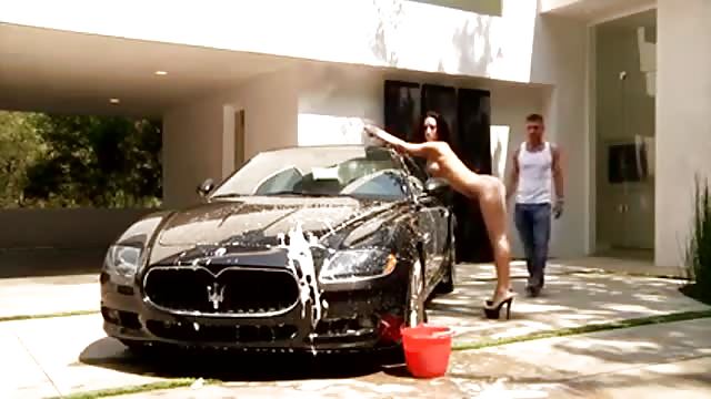 Intense sex after nude car wash