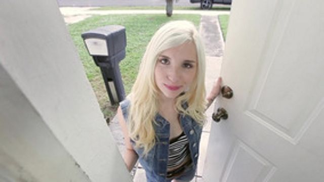 Fucking the blonde girl neighbor in the kitchen